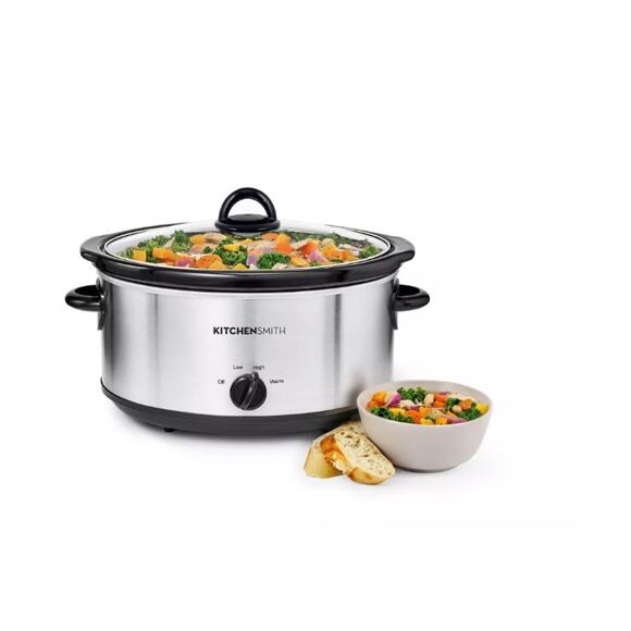KitchenSmith by Bella 6qt Manual Slow Cooker - Stainless Steel - Picture 1 of 6